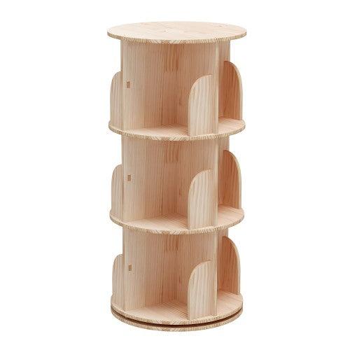 3 Tier Rotating Bookshelf, 360° Solid Wood Rotating Stackable Shelves Bookshelf Organizer for Home, Bedroom, Office - Toytexx 3 Tier Rotating Bookshelf, 360° Solid Wood Rotating Stackable Shelves Bookshelf Organizer for Home, Bedroom, Office - Toytexx